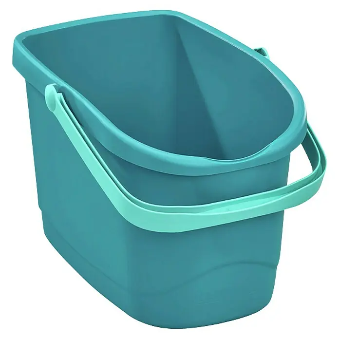 Leifheit Power Clean Eimer M - 10 l, Kunststoff - Ein türkisblauer Putzeimer mit hellgrünem Henkel, ideal für die Reinigung im Haushalt. Praktisch und robust.