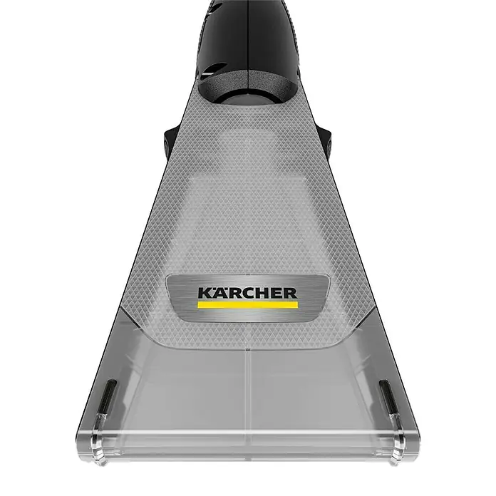 Kärcher Strahlrohr eco!Booster 130 - Passend für: Kärcher Hochdruckreiniger der Klassen K4, 615 x 108 x 51 mm - Abgebildet ist ein Kärcher Hartbodenreiniger mit gelbem Logo. Der Reiniger ist grau und schwarz und verfügt über einen transparenten Behälter.