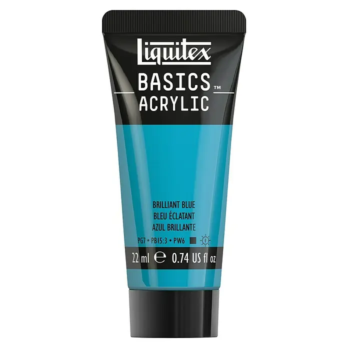 Liquitex Basics Acrylfarbe - Brillantblau, 22 ml - Ein Tube Liquitex Basics Acrylfarbe in Brillantblau, ideal für Künstler und Bastler.