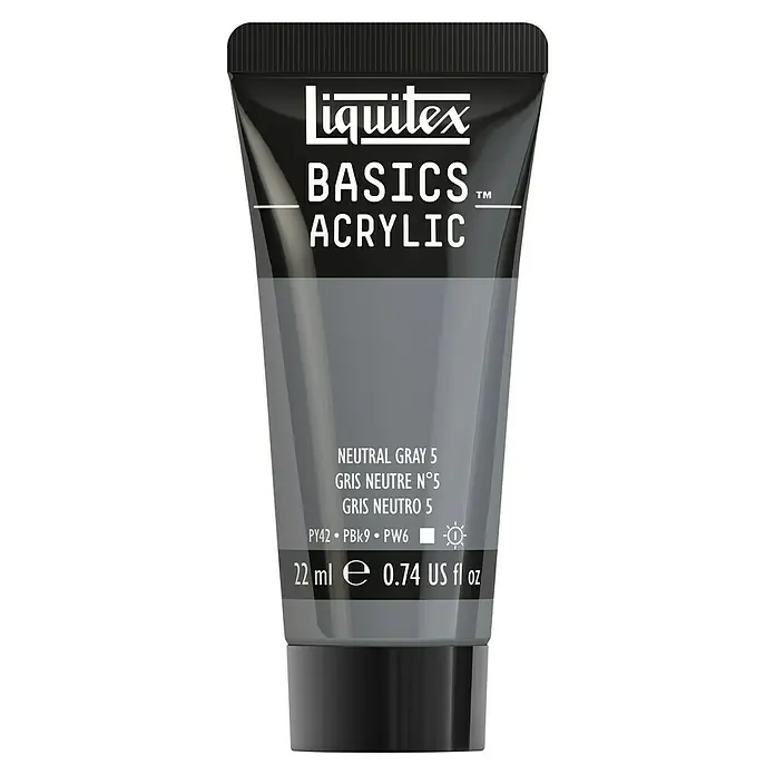 Liquitex Basics Acrylfarbe - Neutrales Grau No. 5, 22 ml - Liquitex Basics Acrylic Farbe in Neutral Grau 5. Die Tube enthält 22 ml Farbe für Künstler und Hobbymaler.