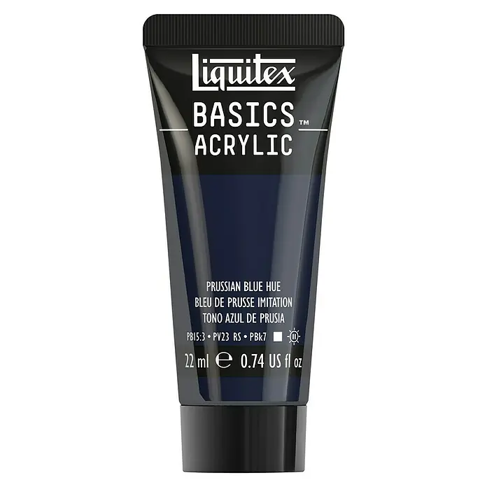 Liquitex Basics Acrylfarbe - Preußischblau, 22 ml - Eine Tube Liquitex Basics Acrylfarbe in Preußischblau. Ideal für Künstler, die hochwertige und erschwingliche Farben suchen.