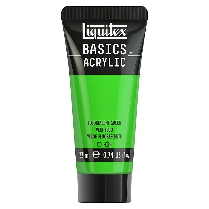 Liquitex Basics Acrylfarbe - Grün Fluoreszierend, 22 ml - Tube Liquitex Basics Acrylic Farbe Fluorescent Green, ideal für Künstler und Hobbybastler. Hochpigmentierte Farbe für leuchtende Kunstwerke.