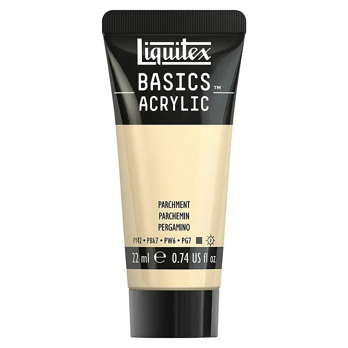 Liquitex Basics Acrylfarbe - Pergament, 22 ml - Eine Tube Liquitex Basics Acrylfarbe in der Farbe Pergament, ideal für Künstler und Hobbybastler, die hochwertige Farbe suchen.
