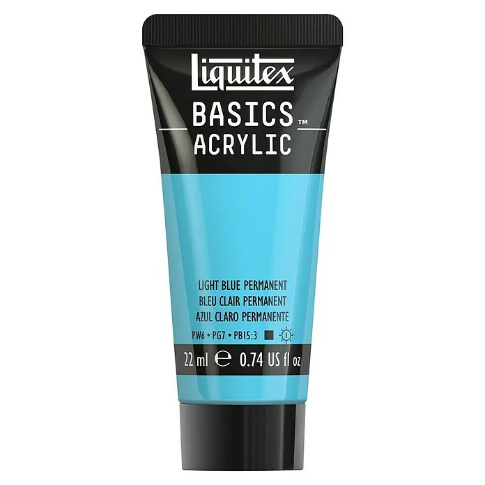 Liquitex Basics Acrylfarbe - Permanentblau hell, 22 ml - Liquitex Basics Acrylfarbe in Hellblau Permanent. Ideal für Künstler und Hobbyanwender, um lebendige Kunstwerke zu schaffen.