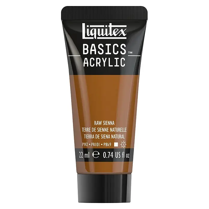 Liquitex Basics Acrylfarbe - Siena Natur, 22 ml - Eine Tube Liquitex Basics Acrylfarbe in der Farbe Raw Sienna, geeignet für vielfältige Maltechniken.