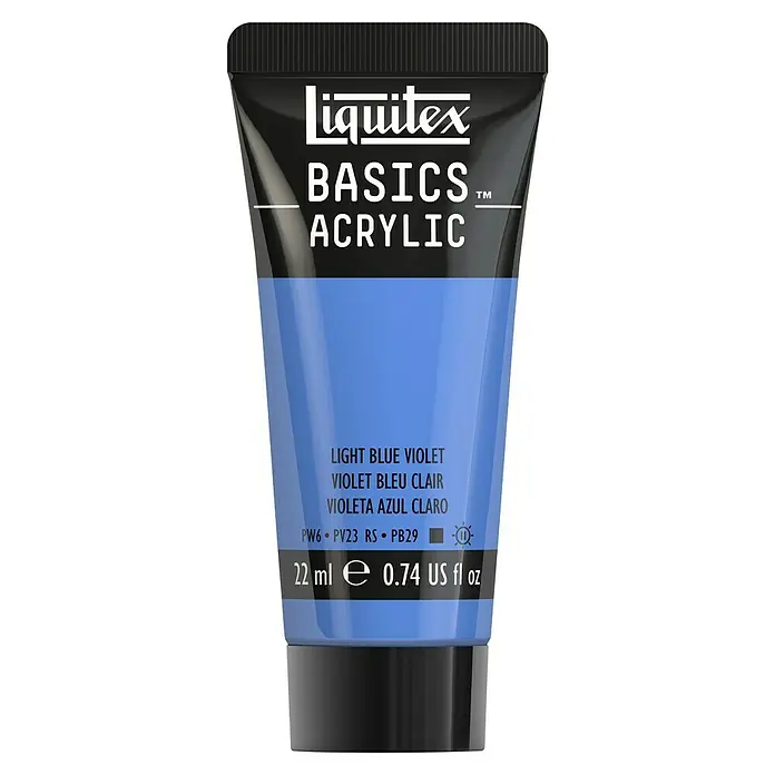 Liquitex Basics Acrylfarbe - Blauviolett hell, 22 ml - Eine Tube Liquitex Basics Acrylfarbe in Hellblau-Violett, ideal für Künstler und Hobbybastler.