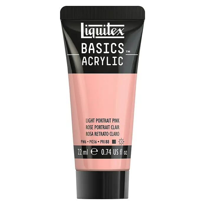 Liquitex Basics Acrylfarbe - Portraitrosa, 22 ml - Ein Tube Liquitex Basics Acrylfarbe in der Farbe Light Portrait Pink, ideal für Künstler und Hobbybastler.