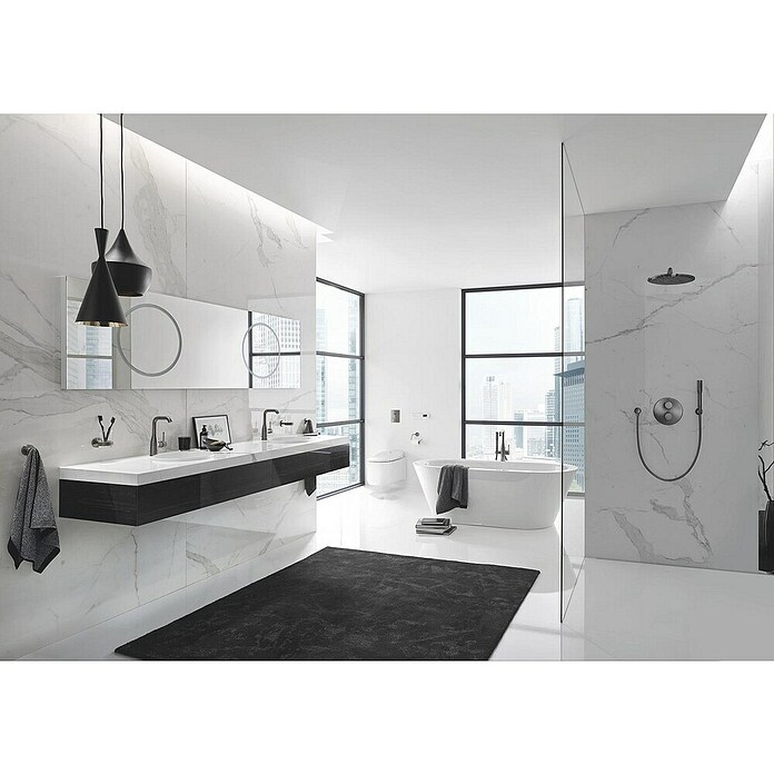 Grohe Essence New Waschtischarmatur L-Size (Mit Zugstange, Hard Graphite, Matt)