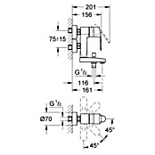 Grohe Badewannenarmatur Eurostyle C Vertica (Chrom, Glänzend, Ausladung: 161 mm) | BAUHAUS