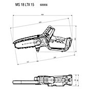 Metabo CAS 18V Motosierra de batería para una mano MS 18 LTX 15 (18 V, Iones de litio, Sin batería, Longitud de la cuchilla: 15 cm) | BAUHAUS