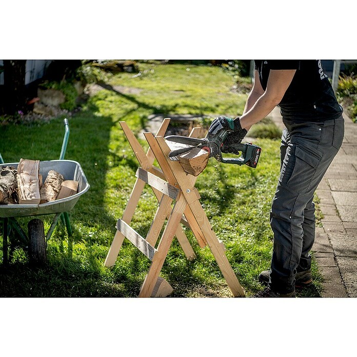 Metabo CAS 18V Motosierra de batería para una mano MS 18 LTX 15 (18 V, Iones de litio, Sin batería, Longitud de la cuchilla: 15 cm) | BAUHAUS