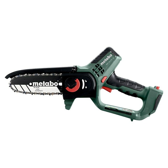 Metabo CAS 18V Motosierra de batería para una mano MS 18 LTX 15 (18 V, Iones de litio, Sin batería, Longitud de la cuchilla: 15 cm) | BAUHAUS