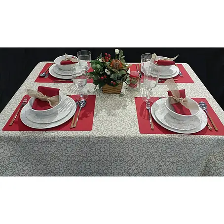 Mantel para mesa a metros Antimanchas Linus blanco/beige