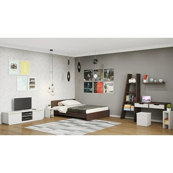 Phönix Solina Beistelltisch - L x B x H: 26 x 26 x 60 cm, Weiß - Modernes Jugendzimmer mit Bett, Schreibtisch und TV-Möbel. Das Set besticht durch sein stilvolles Design und die harmonische Farbgebung.
