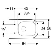 Geberit Renova Plan Wand-WC (Spülrandlos, Mit schmutzabweisender Glasur, Spülform: Tief, WC Abgang: Waagerecht, Weiß, Teilgeschlossenes Design) | BAUHAUS