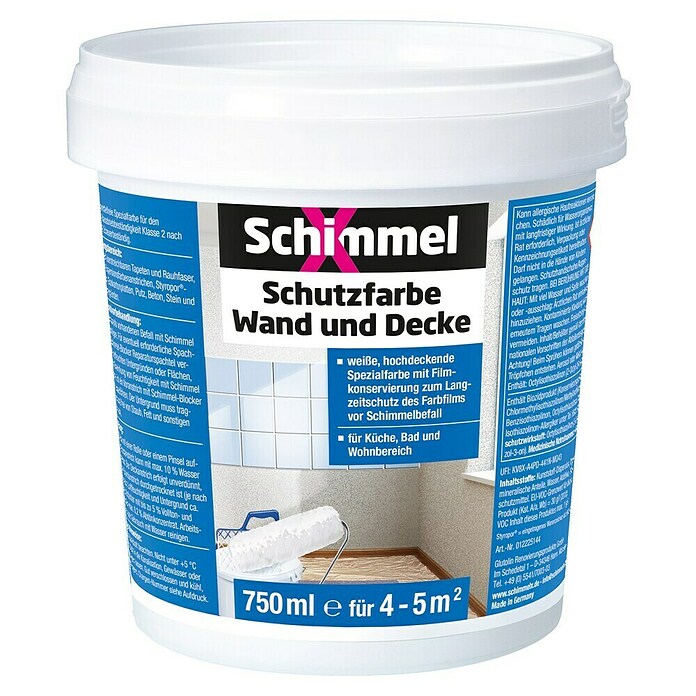 SchimmelX Wandfarbe Schutzfarbe Wand und Decke (Weiß, 750 ml, Matt) | BAUHAUS