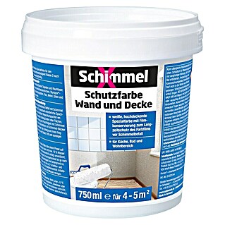 SchimmelX Wandfarbe Schutzfarbe Wand und Decke (Weiß, 750 ml, Matt)