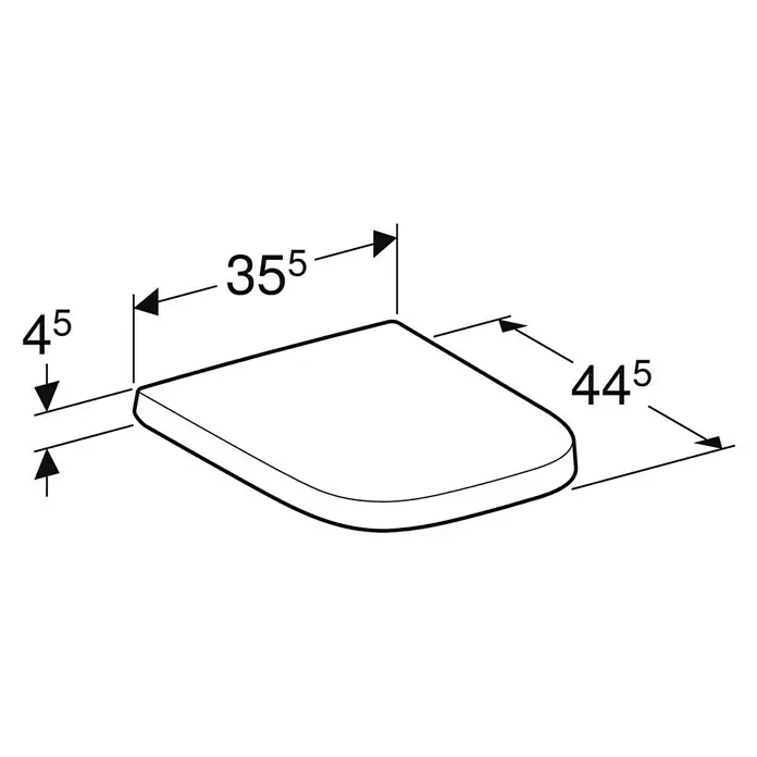 Geberit Renova Plan WC-Sitz - Duroplast, Weiß, Mit Absenkautomatik, Nicht abnehmbar - D-förmiger Toilettensitz mit Abmessungen: 45mm Höhe, 355mm Breite, 445mm Tiefe.