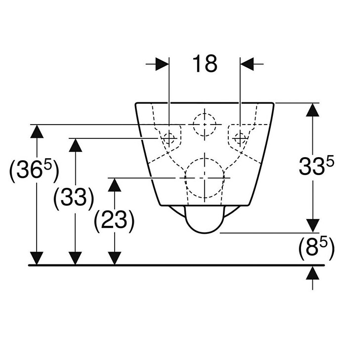 Geberit Renova Plan Wand-WC (Spülrandlos, Mit schmutzabweisender Glasur, Spülform: Tief, WC Abgang: Waagerecht, Weiß, Teilgeschlossenes Design) | BAUHAUS