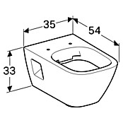 Geberit Renova Plan Wand-WC (Spülrandlos, Mit schmutzabweisender Glasur, Spülform: Tief, WC Abgang: Waagerecht, Weiß, Teilgeschlossenes Design) | BAUHAUS