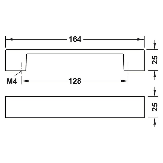 Tirador para muebles 109.50.017 (L x An x Al: 16,4 x 2,5 x 2,5 cm, Zinc fundido, Mate)
