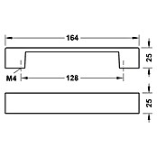 Tirador para muebles 109.50.017 (L x An x Al: 16,4 x 2,5 x 2,5 cm, Zinc fundido, Mate)