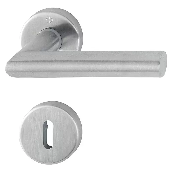Hoppe Drückergarnitur Amsterdam - Stärke Tür: 37 mm - 42 mm, Edelstahl - Gebürstetes Edelstahl-Türgriffset mit Drücker und passender Schlüssellochrosette.