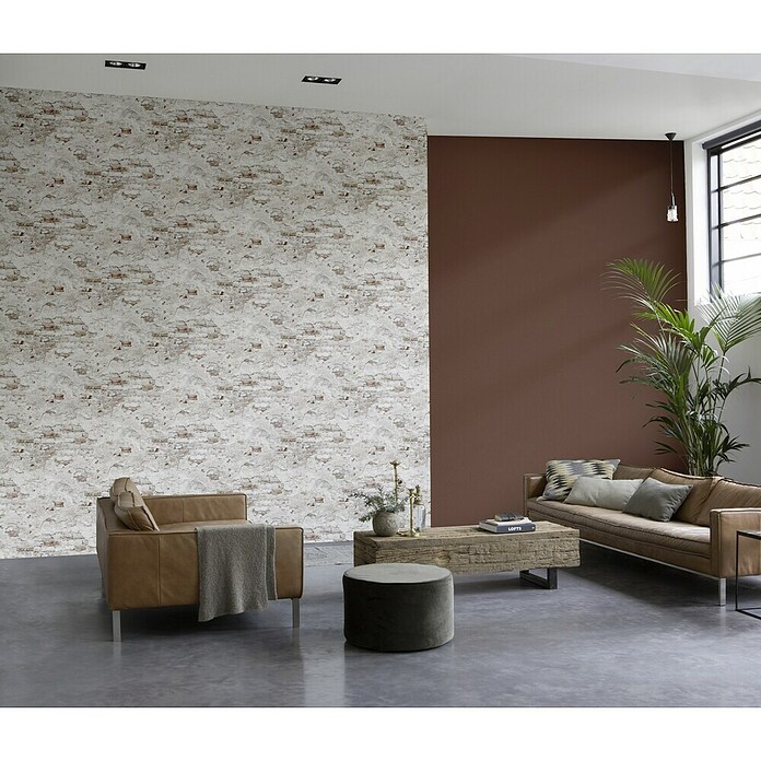Rasch Vliestapete Bruchstein (Rot/Beige/Weiß, Steinoptik, 10,05 x 0,53 m)
