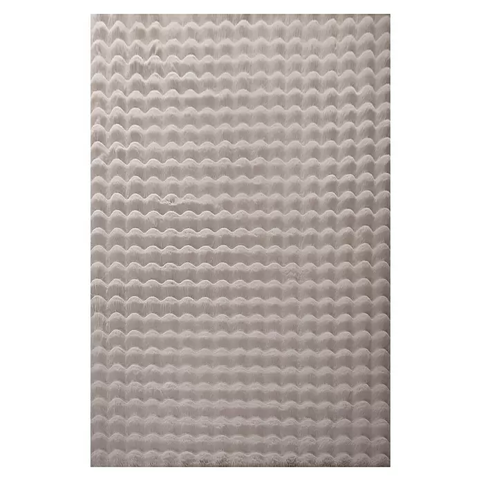 Fellteppich Ambiance - Beige, 200 x 140 cm, 100 % Polyester - Weicher, hellbeiger Plüschstoff mit sich wiederholender Wellentextur.