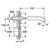 Grohe Essence Waschtischarmatur E (Wandmontage, Chrom, Glänzend, Ausladung Armatur: 182 mm) | BAUHAUS