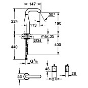 Grohe Essence Waschtischarmatur batteriebetrieben (Infrarot-Elektronik, Chrom, Glänzend, Höhe: 22,4 cm) | BAUHAUS