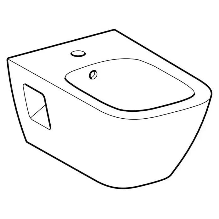 Geberit Renova Plan Wand-Bidet - 35 x 54 cm, Weiß, Keramik, Ohne Spezialglasur - Weißes wandhängendes Keramik-Bidet mit ovalem Becken, Hahnloch und Überlauf.