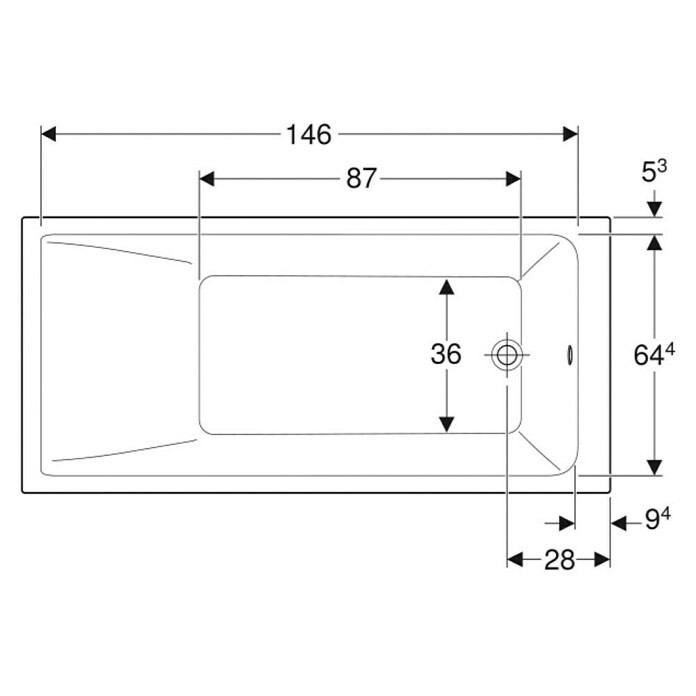 Geberit Renova Plan Badewanne (160 x 75 cm, Sanitäracryl, Weiß) | BAUHAUS