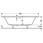 Geberit Renova Plan Badewanne Duo (180 x 80 cm, Sanitäracryl, Weiß) | BAUHAUS