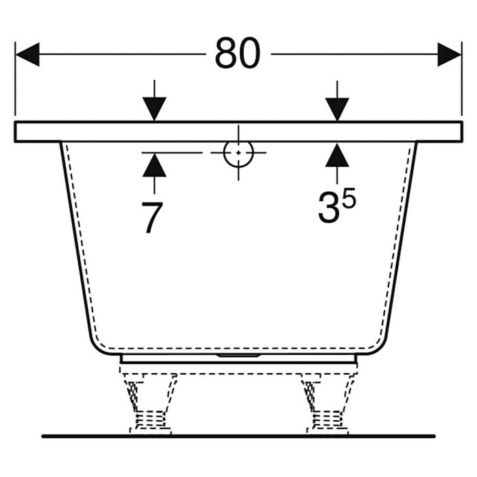 Geberit Renova Plan Badewanne (180 x 80 cm, Sanitäracryl, Weiß) | BAUHAUS