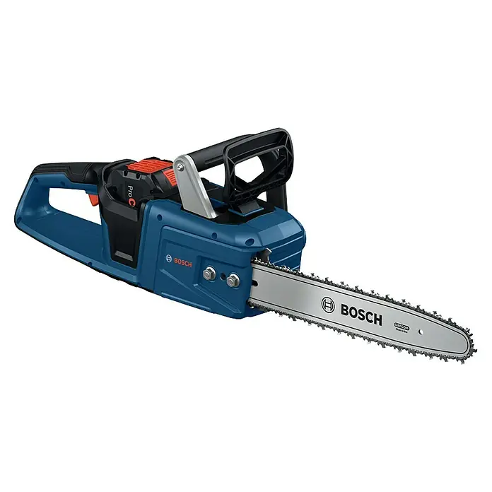 Bosch Professional AMPShare 18V Akku-Kettensäge GKE 18V-40 - 18 V, Li-Ionen, Ohne Akku, Schwertlänge: 40 cm - Abbildung einer Bosch Akku-Kettensäge, ideal für den Garten. Leistungsstark und benutzerfreundlich für präzise Schnitte.