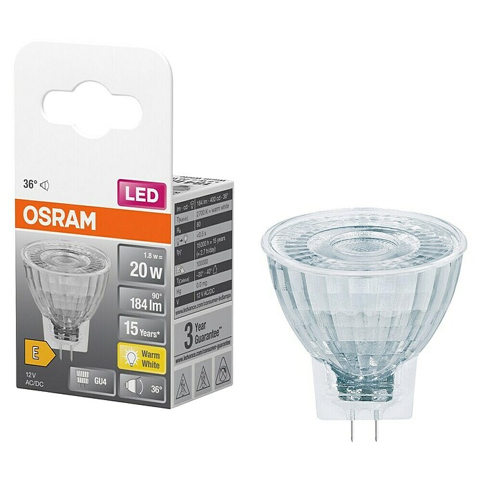 Osram LED svetlobni vir Superstar MR11  (GU4, Ni mogoče zatemniti, Toplo bela, 184 lm, 1,8 W) | LED luči | Svetlila | Elektro in svetila | Izdelki | BAUHAUS