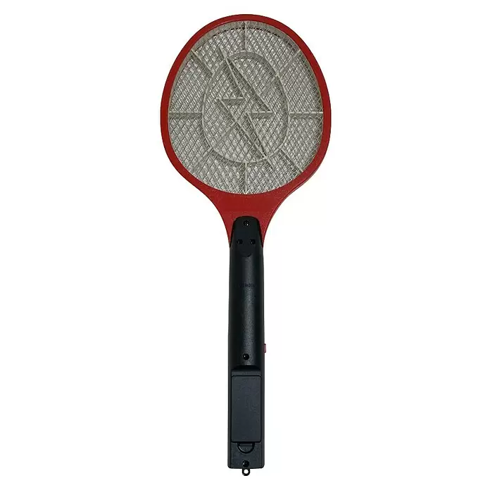 Velamp Matainsectos eléctrico Smash - Funciona con pilas, Negro - Raqueta eléctrica roja y negra con cabeza de malla redonda, diseñada para eliminar insectos.