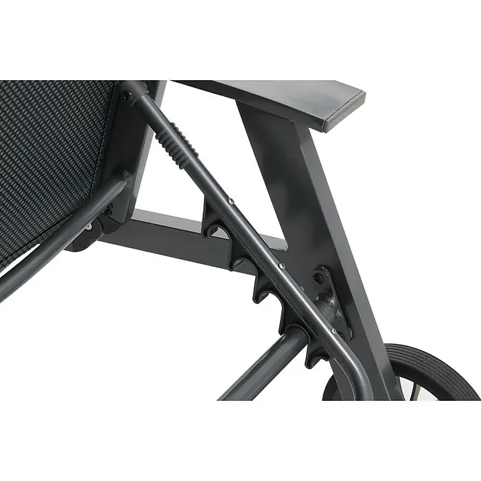 Sunfun Maja Gartenliege - B x T x H: 170,5 x 63,5 x 102 cm, Aluminium, Anthrazit, Rollbar - Detailaufnahme eines verstellbaren grauen Liegestuhls mit Fokus auf die Arretierung. Präzise Verarbeitung und hochwertiges Design.