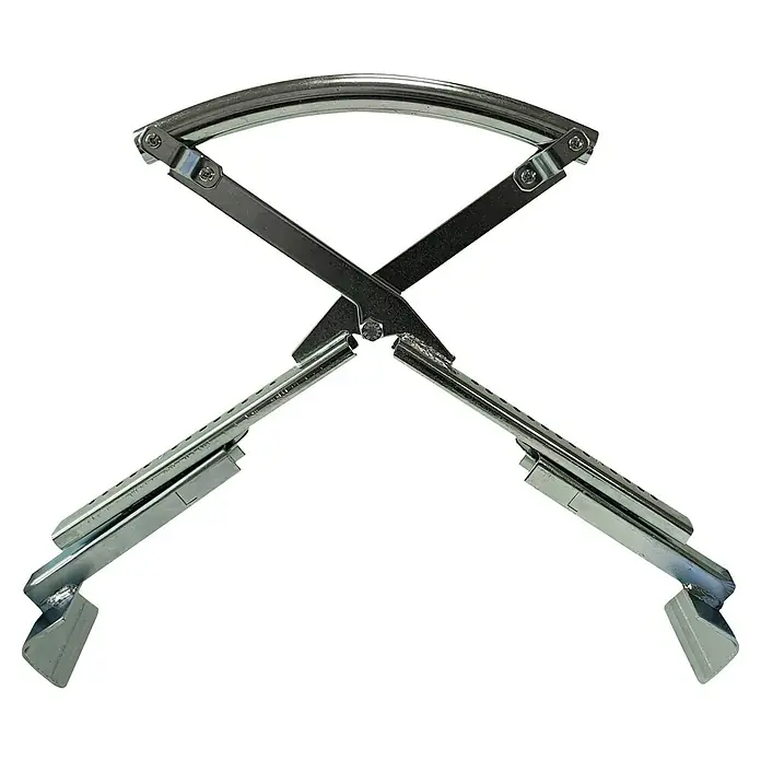 Heka Plattenheber Profi PPH 40/61 - Traglast: 60 kg, Verstellbar: 300 mm - 620 mm - Das Bild zeigt einen Dosenöffner aus Metall, der dazu dient, die Deckel von Farbdosen zu entfernen. Er zeichnet sich durch seine robuste Bauweise aus.