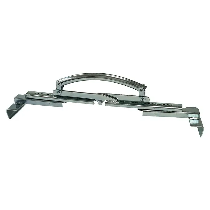 Heka Plattenheber Profi PPH 40/61 - Traglast: 60 kg, Verstellbar: 300 mm - 620 mm - Eine verchromte Steinzange mit einem gebogenen Griff, die zum Heben und Tragen von Steinen und Platten verwendet wird.