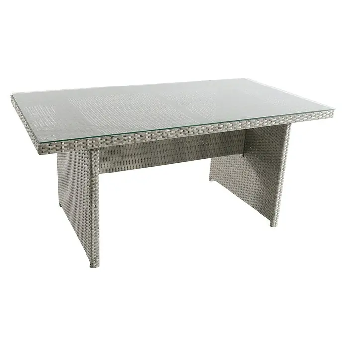 Sunfun Conjunto de muebles Silvana - 5 pzs., Ratán sintético/Aluminio, Gris/Antracita - Una mesa de jardín de ratán con una tapa de vidrio, ideal para uso en exteriores. Ofrece un uso elegante y cómodo en el jardín o la terraza.