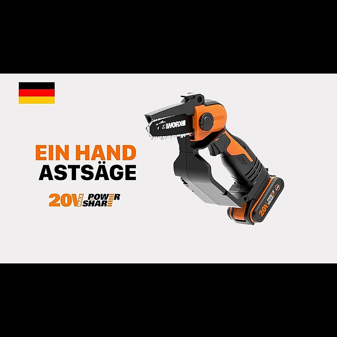 Worx PowerShare 20V Akku-Kettensäge WG324E.9 (20 V, Li-Ionen, Ohne Akku) | BAUHAUS