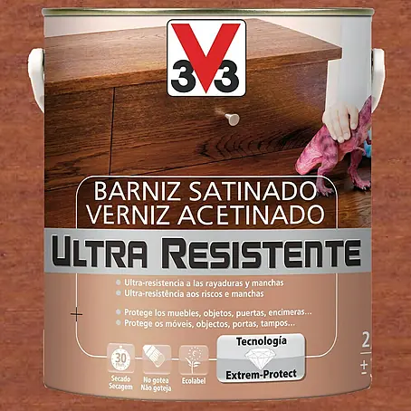 V33  Barniz para madera Satinado Ultra Resistente