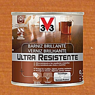V33 Barniz para madera Brillante Ultra Resistente (Cerezo, Brillante, 250 ml)