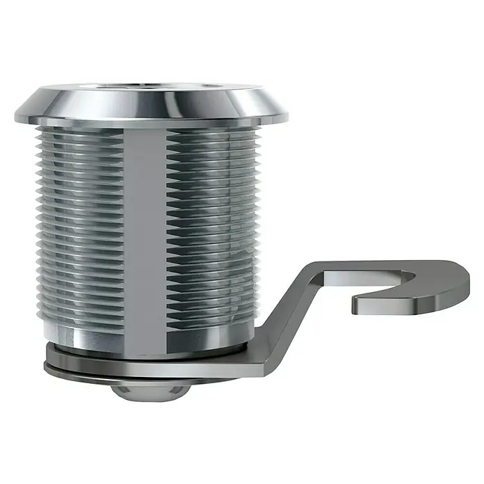 Basi Universalzylinder HS 356 - Passend für: Basi Briefkästen - Nahaufnahme eines Zylinderschlosses aus Metall mit Gewinde und einem Verschlussbügel, ideal für verschiedene Anwendungen.