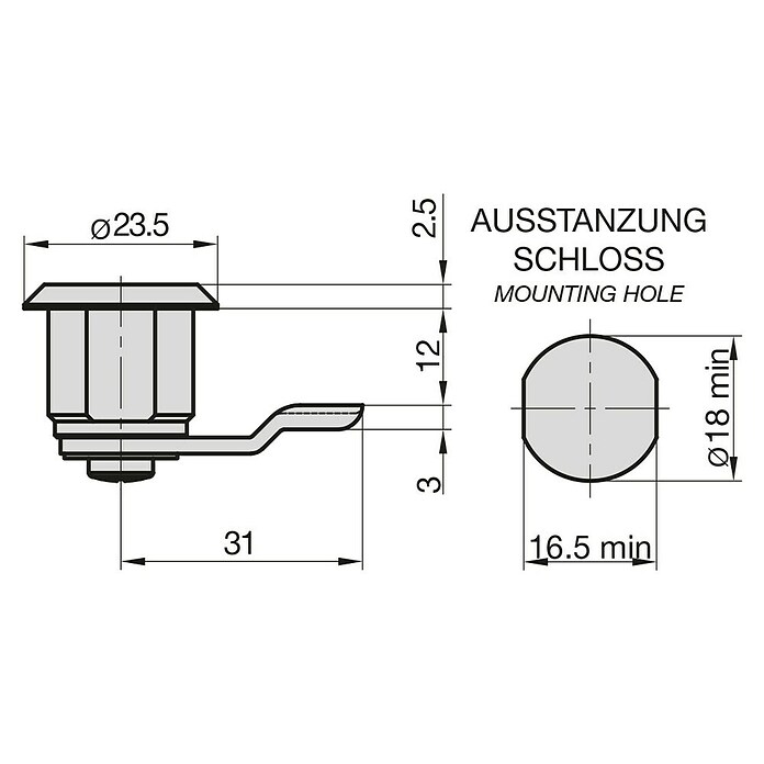 Basi Universalzylinder HS 340 (Passend für: Basi Briefkästen) | BAUHAUS