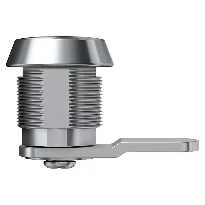Basi Universalzylinder HS 326 - Passend für: Format - Nahaufnahme eines Metall-Drehriegelverschlusses, der in der Industrie oder im Handwerk zum Einsatz kommen könnte, mit klaren Konturen und Details.