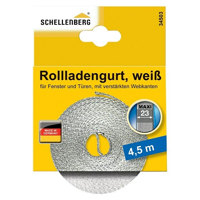 Schellenberg Rollladengurt (Weiß, L x H: 4,5 m x 1,3 mm, Gurtbreite: 23 mm)