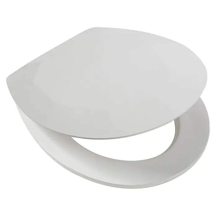 Poseidon Tapa de WC Brillant - Madera, Blanco, Con caída amortiguada - Un asiento de inodoro blanco con tapa, un diseño moderno para cualquier baño. Comodidad e higiene en un producto.
